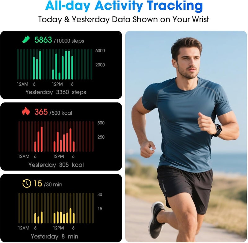 DAVIKO Pedometer Watch Senior Friendly No App/Phone Required, Waterproof Fitness Tracker Watch with Step Counter Calories/Sleep Tracker for Walking Running for Men Women - Image 3